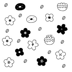 かわいい手描き花のパターンデザイン素材