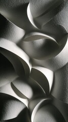 Soft curves and light play create captivating patterns on textured surfaces in modern art installation