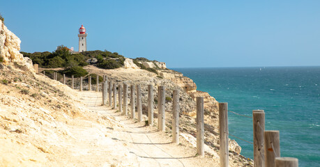 coastal path in Portugal, lighthouse, Algarve
