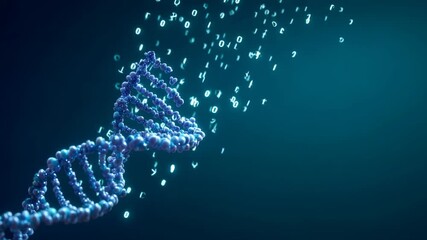 Dna helix digital code data science technology genetics abstract concept glowing connection blue background - Powered by Adobe