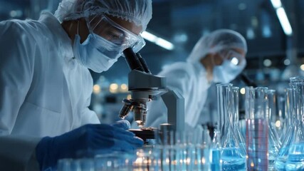 Scientists working diligently in a cutting-edge laboratory environment, engrossed in conducting intricate scientific experiments