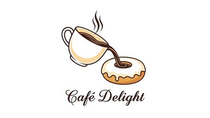 Cafe delight coffee pouring on donut
