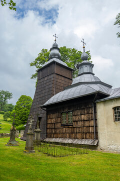 Wooden Greek Catholic church architecture in Chyrowa, Poland