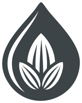 Abstract plant sprout inside a water drop silhouette icon