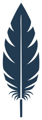 Fototapeta premium Elegant dark blue feather icon with minimalist flat design aesthetic