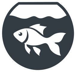 Obraz premium Minimalist white fish swimming in a glass fishbowl with water graphic icon illustration