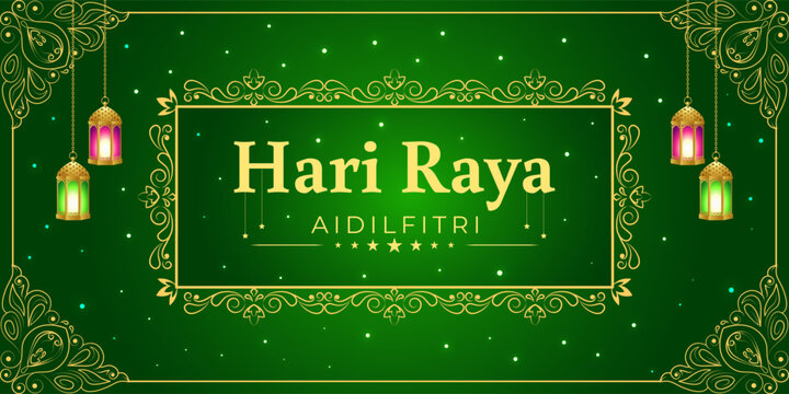 Vector illustration of Hari Raya Aidilfitri social media template