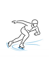 Ice skating simple minimalist sign concept. Short-track speed skater silhouette vector illustration.