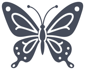 Elegant butterfly silhouette icon with a decorative pattern on its open wings vector illustration
