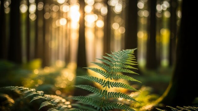 Fern sunlight forest bokeh - Powered by Adobe