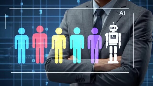business people holding a virtual screen