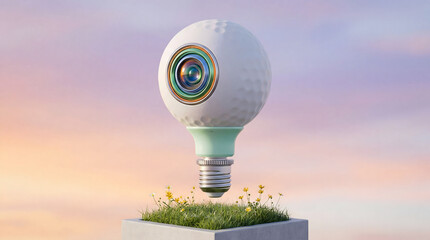 Innovative Golf Concept with Lightbulb Golf Ball and Camera Lens Hybrid