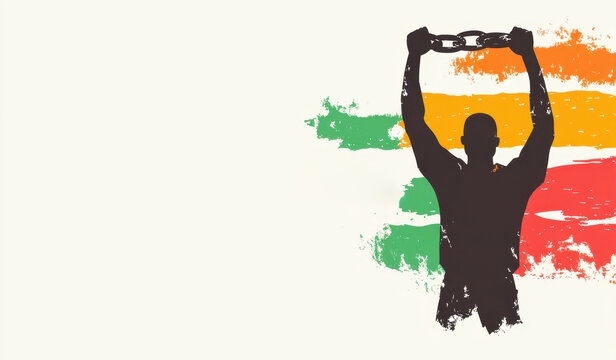 Celebration of Juneteenth with vibrant colors and symbolic imagery of freedom - Powered by Adobe