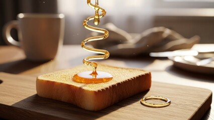 Honey pouring toast