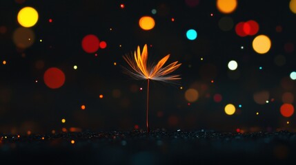 Seed, bright against dark; blurred bokeh highlights background