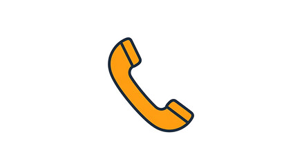 A simple orange telephone receiver icon on a white background