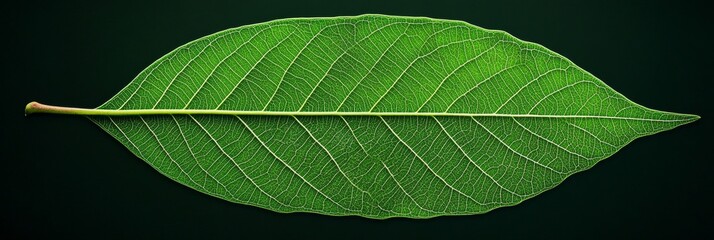 Close Up of a Green Leaf Showing Intricate Vein Patterns and Natural Texture for Botanical Design