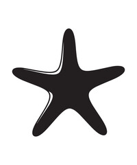 Obraz premium Black silhouette of a starfish, a marine creature commonly found on the ocean floor.