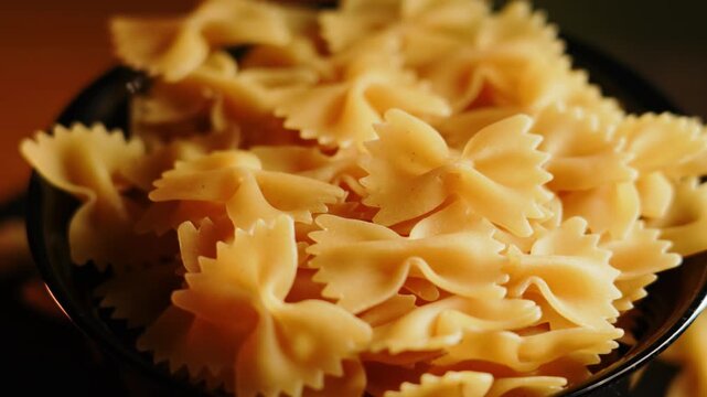 Making farfalle pasta in a simple kitchen setting