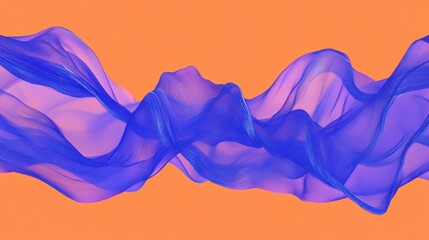 Flowing abstract cloth wave on orange background