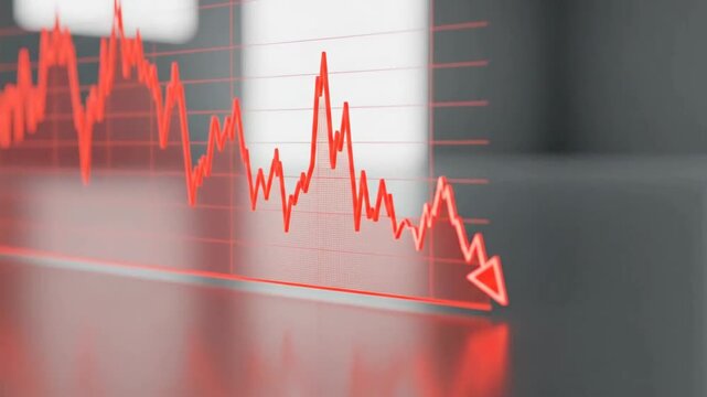 Red line graph showing a downward trend, symbolizing financial loss and economic decline.