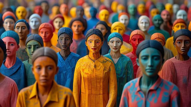 異なる色で彩られた人物像が正面を見据える多文化共生を感じさせるビジュアル