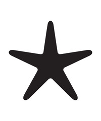 Obraz premium Black silhouette of a five-pointed starfish isolated on a white background.