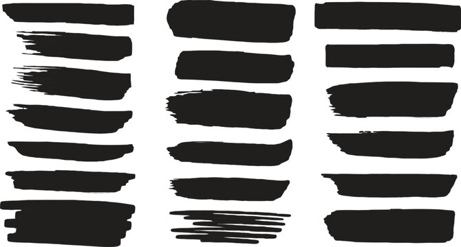 Set of vector paint brush stroke, ink splash and grungy decoration elements. Freehand grunge brush illustration. Black watercolor splatter, texture, frame and abstract background