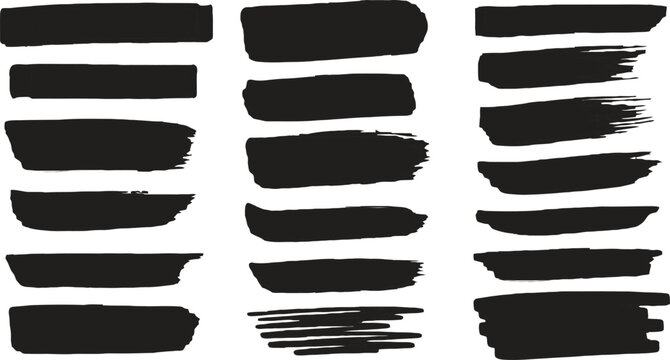 Grunge creative vector box featuring paint splashes, spray strokes, hand-drawn brush lines, and stencil effects. Includes diverse artistic paintbrush marks, splatter stains, scribbles