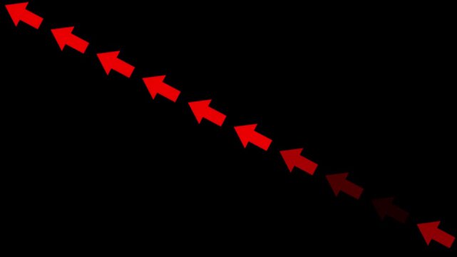 arrow pointing left on black background. direction symbol indicating back or previous page. Arrow Loop Animation direction concept. Colorful arrow icon concept.