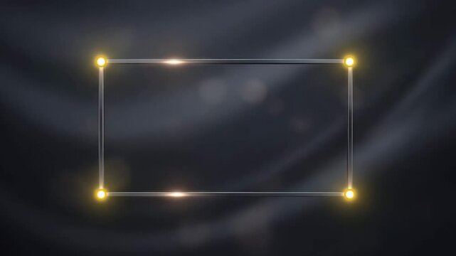 Minimal Silver Blank Frame on Dark Elegant Background with Soft Light Particles for Luxury Design Templates. Video
