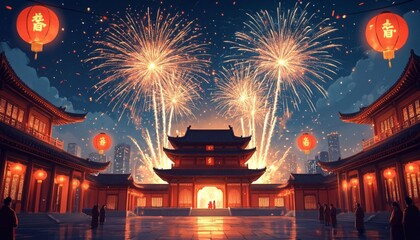 Chine New Year 2026, Fireworks . Generative AI