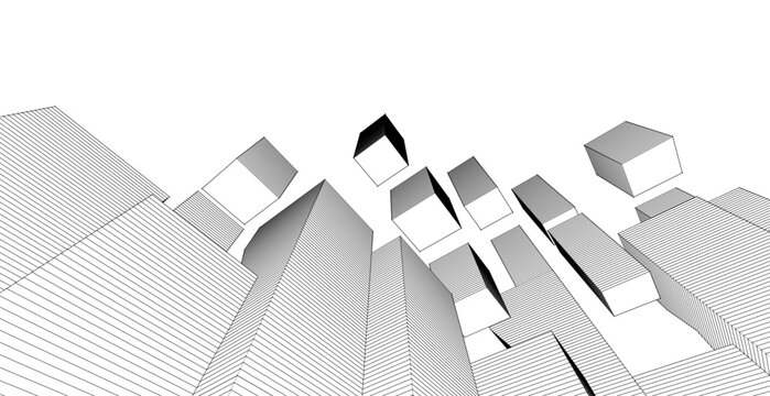 abstract modular architecture 3d rendering	
