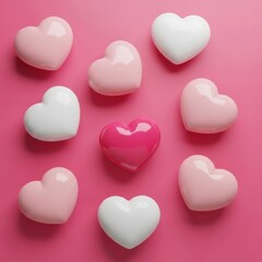 Fototapeta premium Pastel symphony: A composition of delicate hearts creating a romantic ambiance