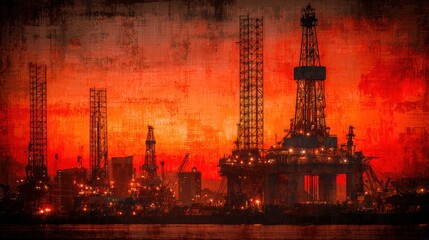 Obraz premium Surreal Charts Showing Oil Price Declines and Market Crashes With Detailed Textures and Warm Tones for Trend Advertising in 2026
