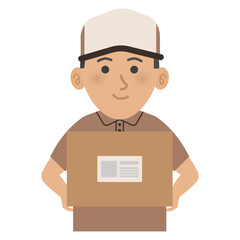 Vector illustration of a delivery man holding a package
