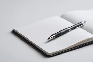 Naklejka premium Modern pen on blank notebook pages for writing ideas