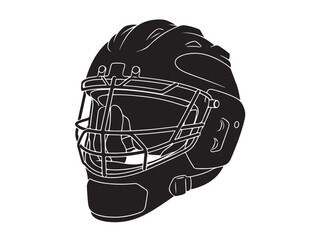 Fototapeta premium High-Impact Protection Keeper Helmet in silhouette white background.