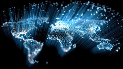 Global Connectivity: A mesmerizing illustration of global interconnection, symbolizing the intricate network of data flowing across continents, highlighting the digital age and communication