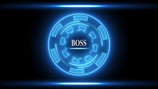 Futuristic Blue Digital Hologram with Glowing Boss in Circular Pattern for Corporate Presentation and Technology Branding