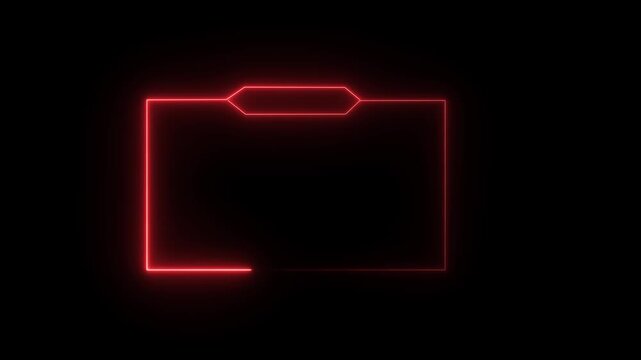 Neon Red Folder Icon on Black Background, Glowing Outline, Modern Technology Symbol