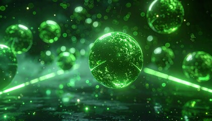 Enchanting Green Orbs - A Mesmerizing Display of Light and Form.
