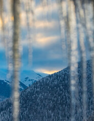 Uzungol Lake in the Winter Season Drone Photo, Black Sea Symbol Background Photo, Caykara Trabzon, Turkiye (Turkey)