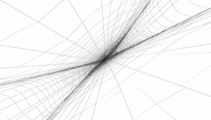 Tangled and messy 3D wireframe network.