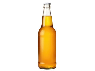 A single bottle of beer on a clean white surface