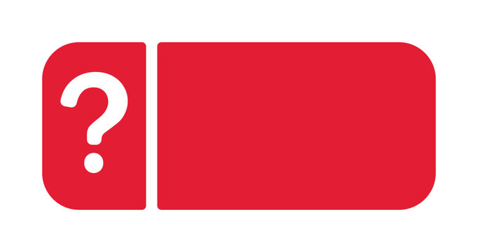 Red frame with question mark icon and blank space.