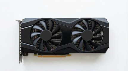 Professional Desktop Graphics Card GPU with Dual Fans Isolated on White Background

