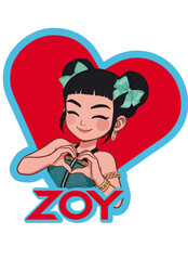 Fototapeta na wymiar Cute Pop Music Inspired Cartoon Character