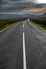 Abandoned Road Through Spectacular Rural Landscape Of Snowdonia National Park In North Wales, United Kingdom