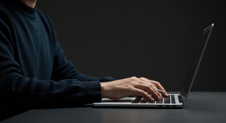 Focused Typing: Hands on Laptop Keyboard in Dark Workspace